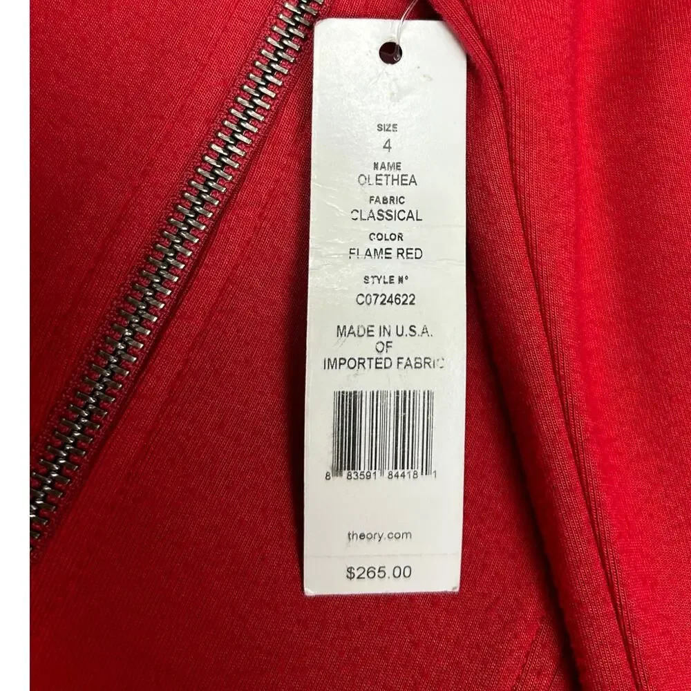 Theory Olethea Red Fit and Flare Mini Dress Size 4 Small NWT WITH FLAW - Picture 5 of 7